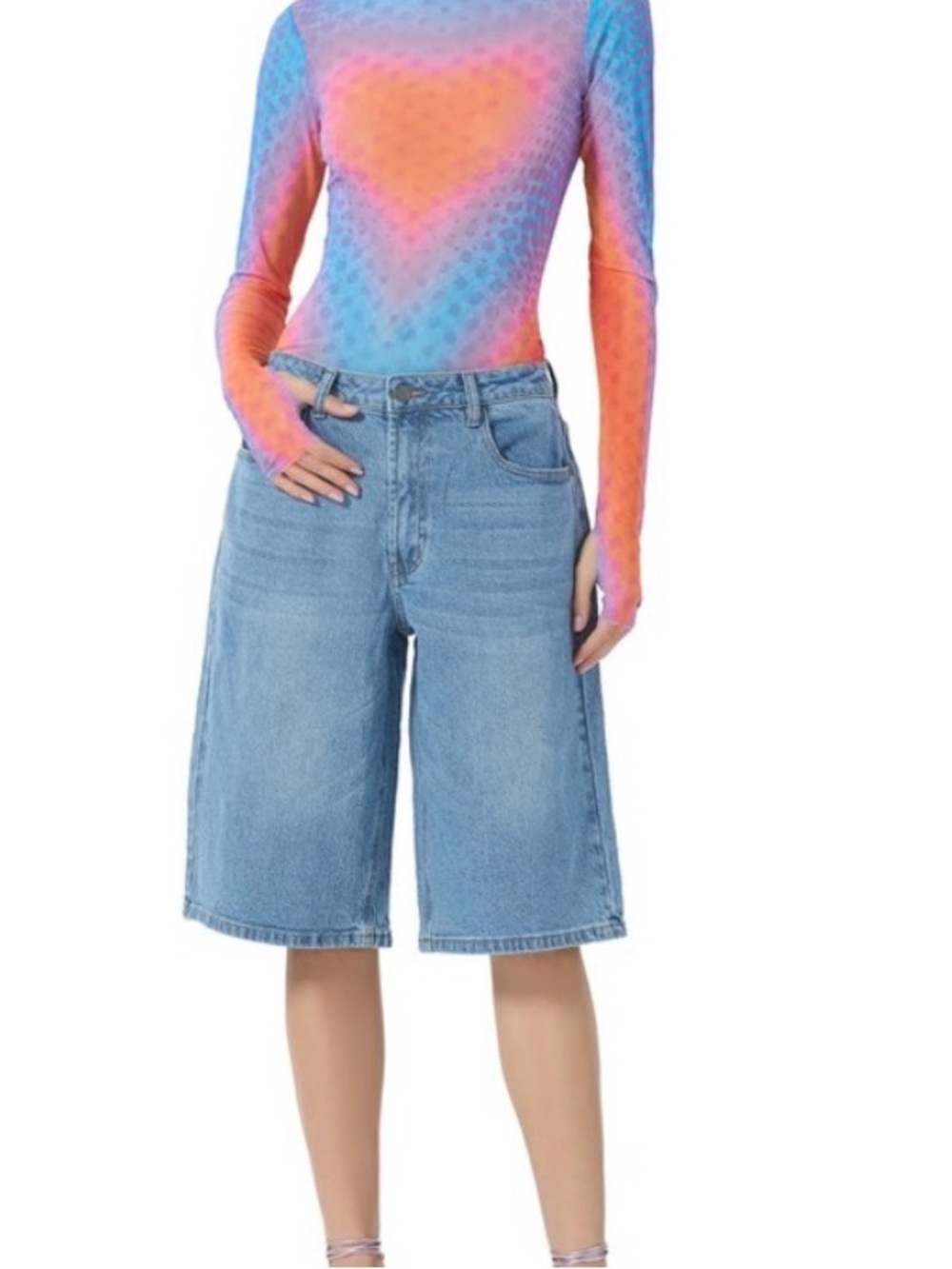AFRM Light Blue Denim Jeans with Contrast Stitching